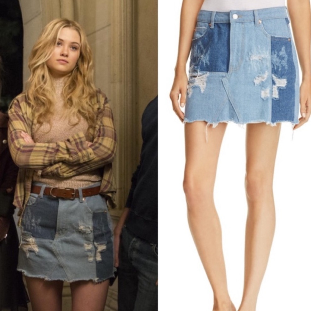 Sunset + Spring Denim Patchwork Skirt - image 5